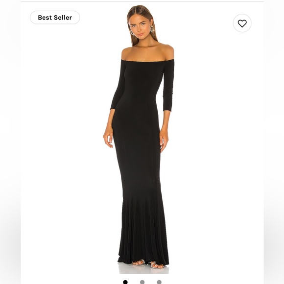 Norma Kamali Off the Shoulder Fishtail Gown in Black
size Small - Picture 1 of 4